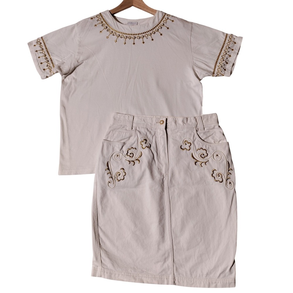 Mondi Skirt And Top 2 Piece Size 44 Embroidered Bling Fashion Awesome- Imperfect